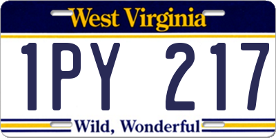 WV license plate 1PY217