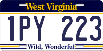 WV license plate 1PY223