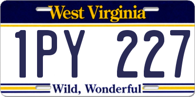 WV license plate 1PY227