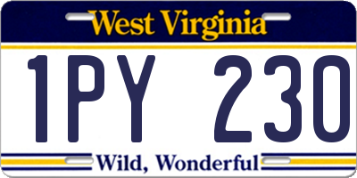 WV license plate 1PY230