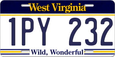 WV license plate 1PY232