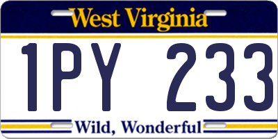 WV license plate 1PY233