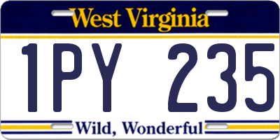 WV license plate 1PY235