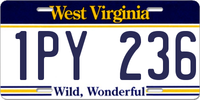 WV license plate 1PY236