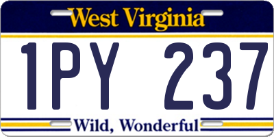 WV license plate 1PY237