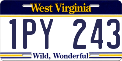 WV license plate 1PY243