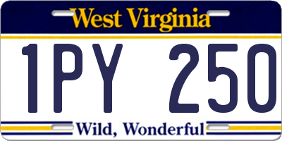 WV license plate 1PY250