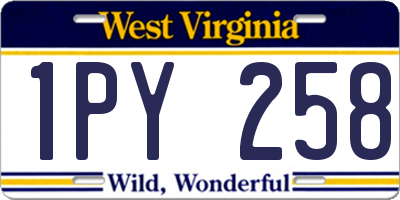 WV license plate 1PY258