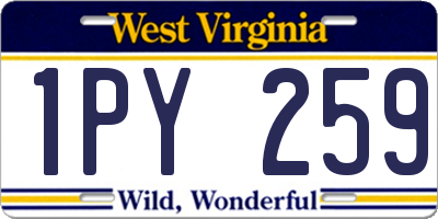 WV license plate 1PY259