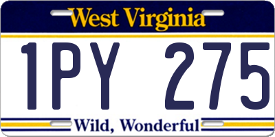 WV license plate 1PY275
