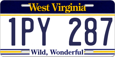 WV license plate 1PY287