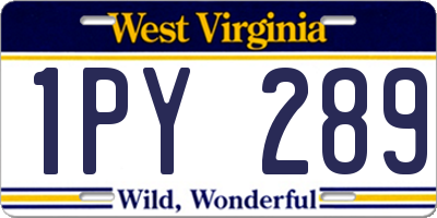 WV license plate 1PY289