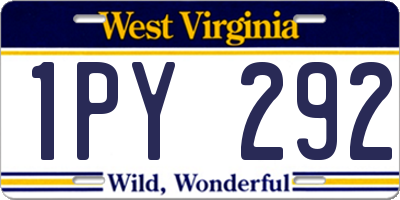 WV license plate 1PY292