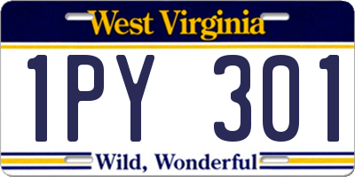 WV license plate 1PY301