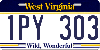 WV license plate 1PY303