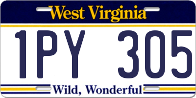 WV license plate 1PY305