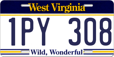WV license plate 1PY308