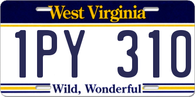 WV license plate 1PY310