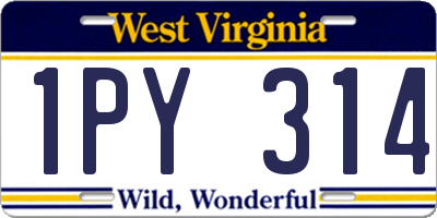 WV license plate 1PY314