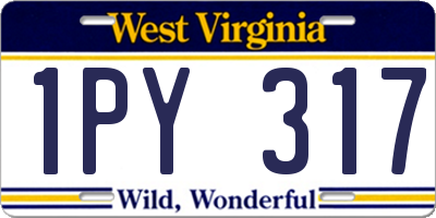 WV license plate 1PY317