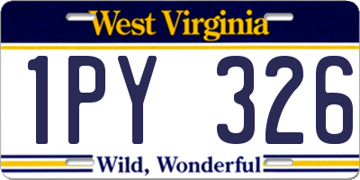 WV license plate 1PY326