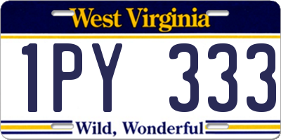 WV license plate 1PY333