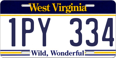 WV license plate 1PY334