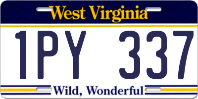 WV license plate 1PY337