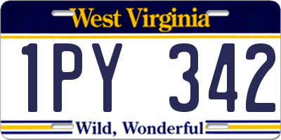 WV license plate 1PY342
