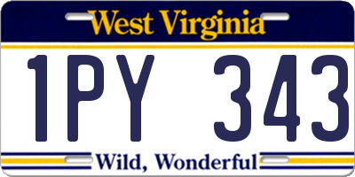 WV license plate 1PY343