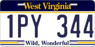 WV license plate 1PY344