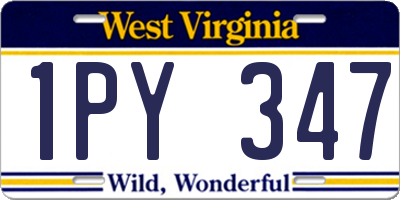 WV license plate 1PY347