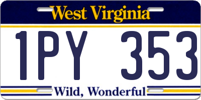 WV license plate 1PY353