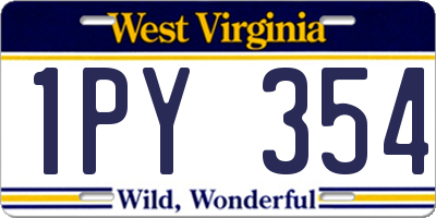 WV license plate 1PY354