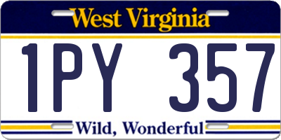 WV license plate 1PY357