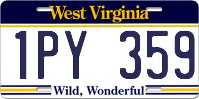 WV license plate 1PY359