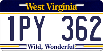 WV license plate 1PY362