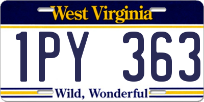 WV license plate 1PY363