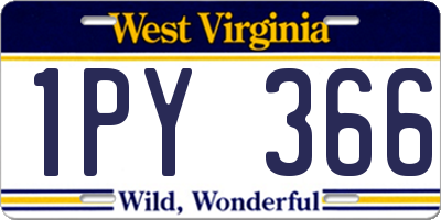 WV license plate 1PY366