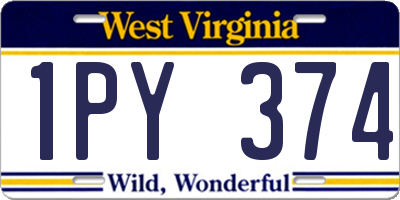 WV license plate 1PY374