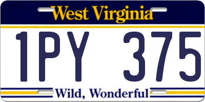 WV license plate 1PY375