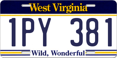 WV license plate 1PY381