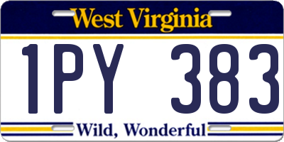 WV license plate 1PY383