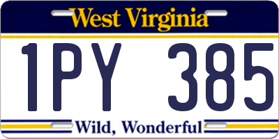 WV license plate 1PY385