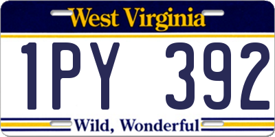 WV license plate 1PY392