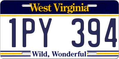 WV license plate 1PY394