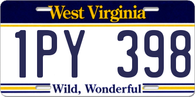 WV license plate 1PY398