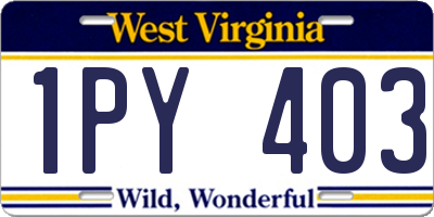 WV license plate 1PY403