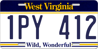WV license plate 1PY412