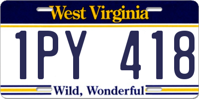 WV license plate 1PY418
